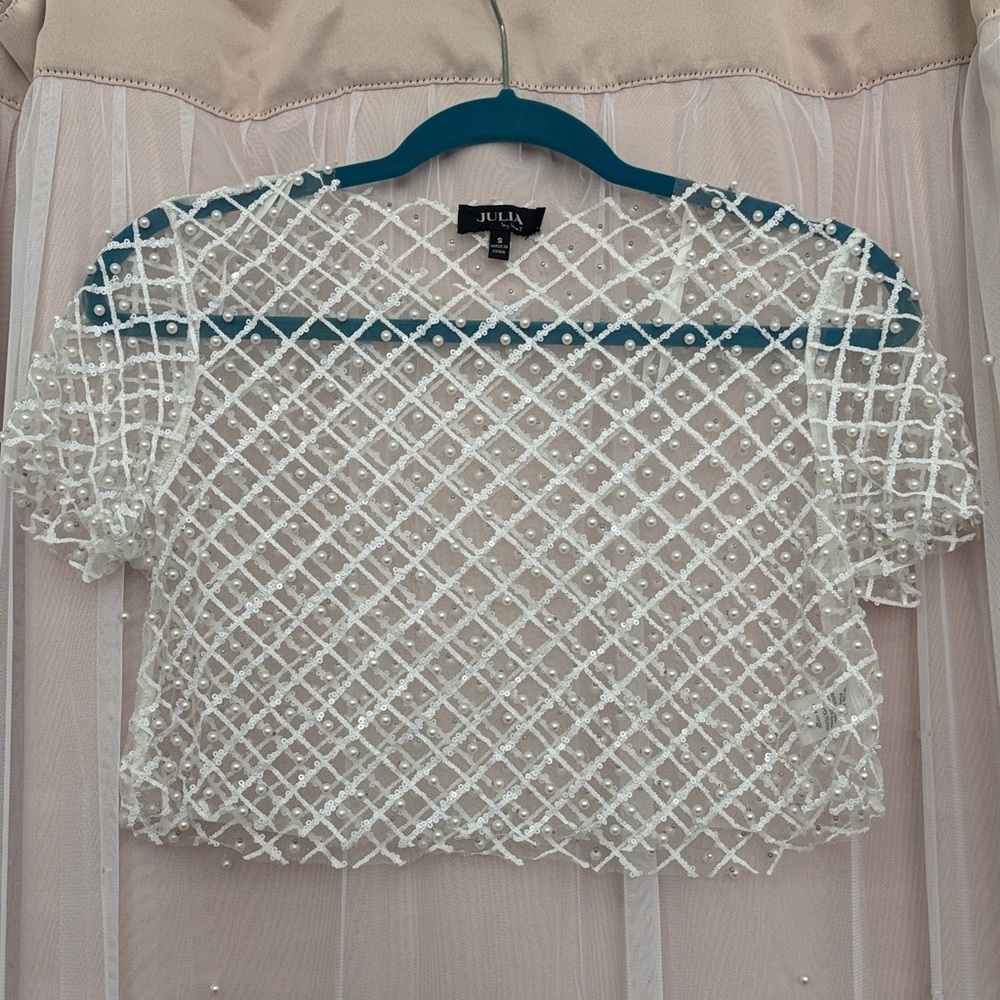 White Beaded Crop Top